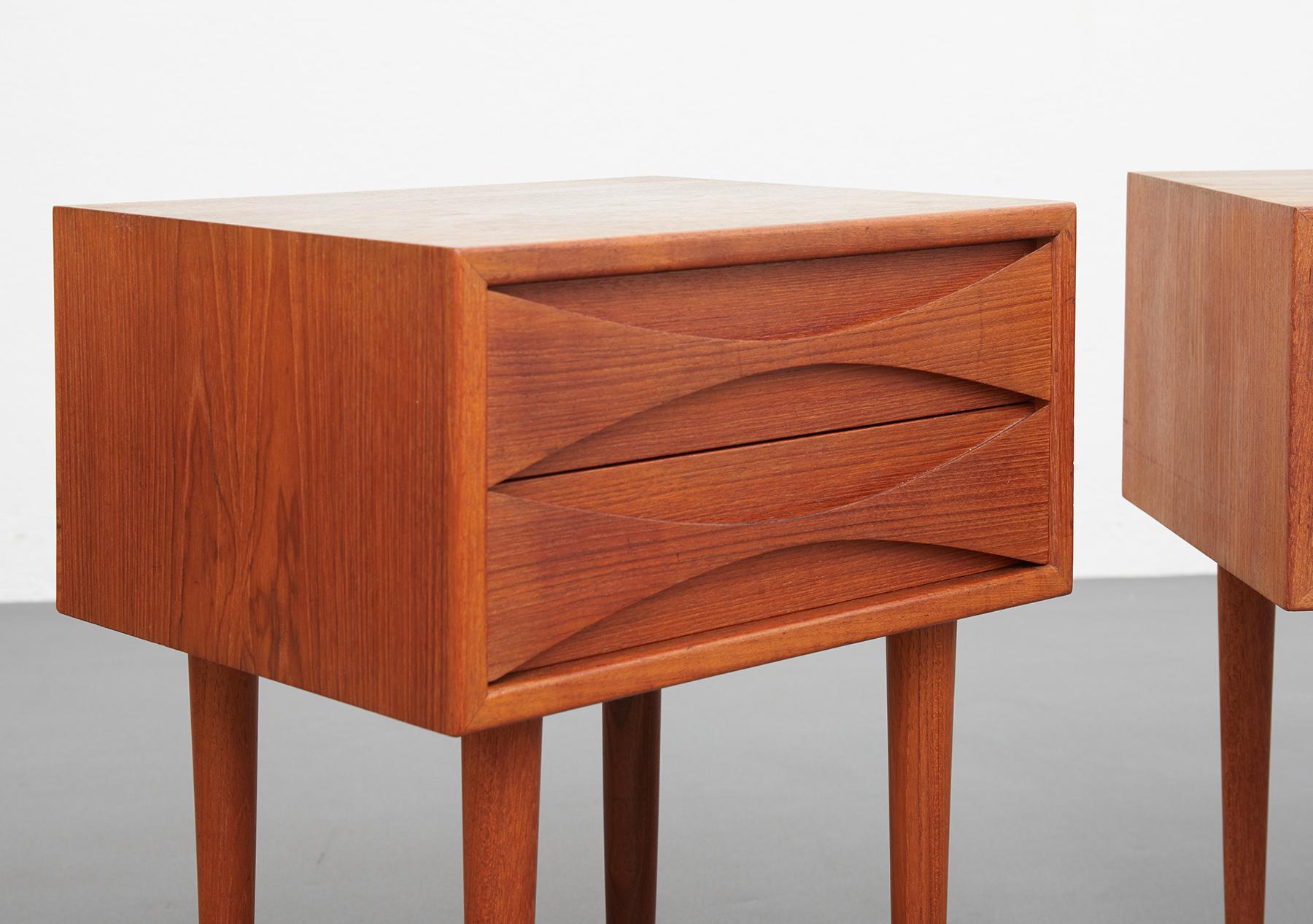 Mid-20th Century Pair of Teak Bedside Tables by Niels Clausen, NC Mobler 1960