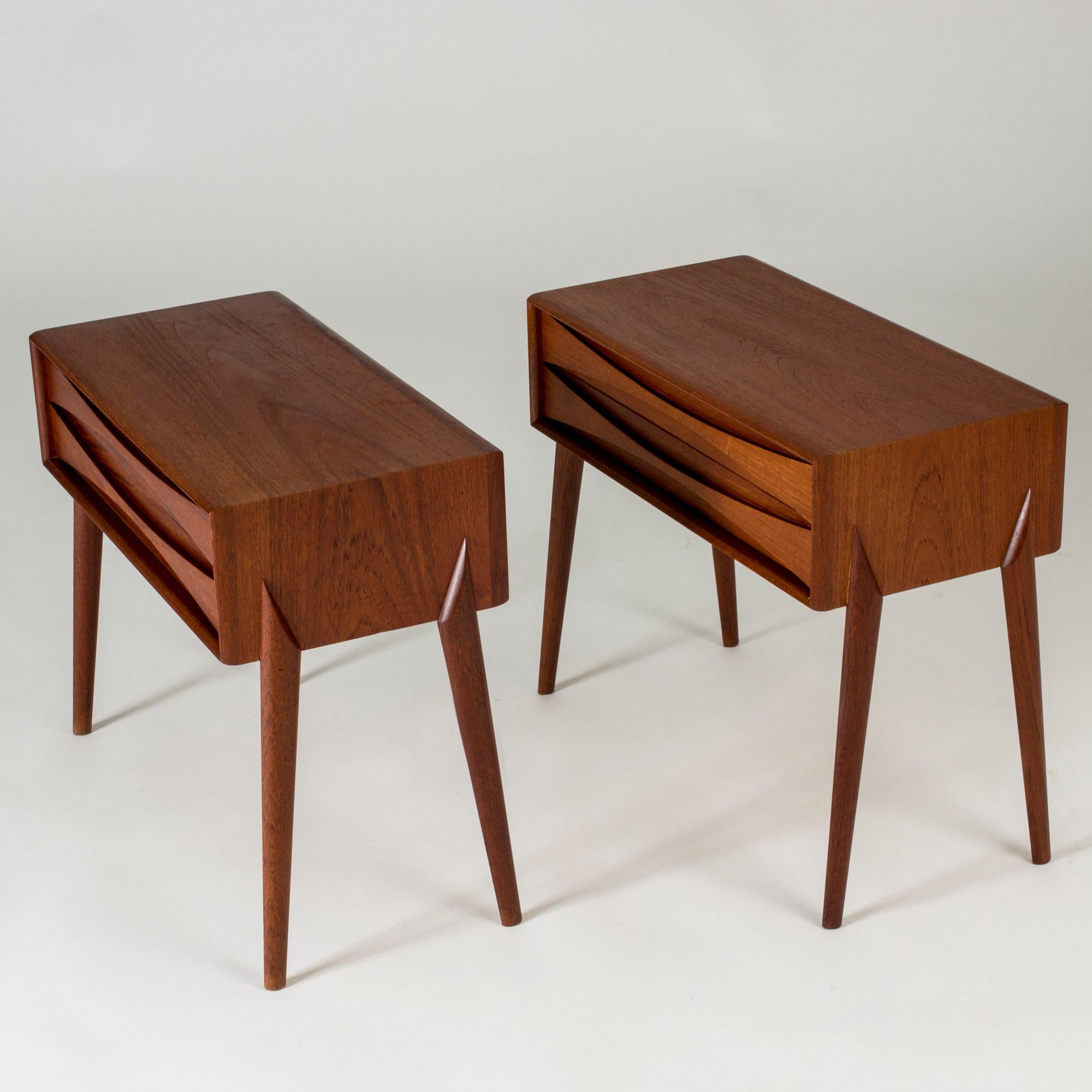 Scandinavian Modern Pair of Teak Bedside Tables by Rimbert Sandholt, Sweden, 1960s