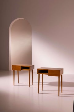 Pair of teak bedside tables, Italy, 1950s