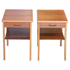 Pair of teak bedside tables with magazine rack 1960s