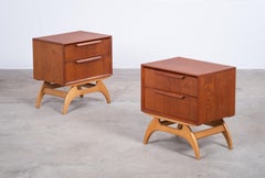 Pair of Teak Bedside Tables with Solid Oak Frame, Denmark, 1960s