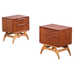 Pair of Teak Bedside Tables with Solid Oak Frame, Denmark, 1960s