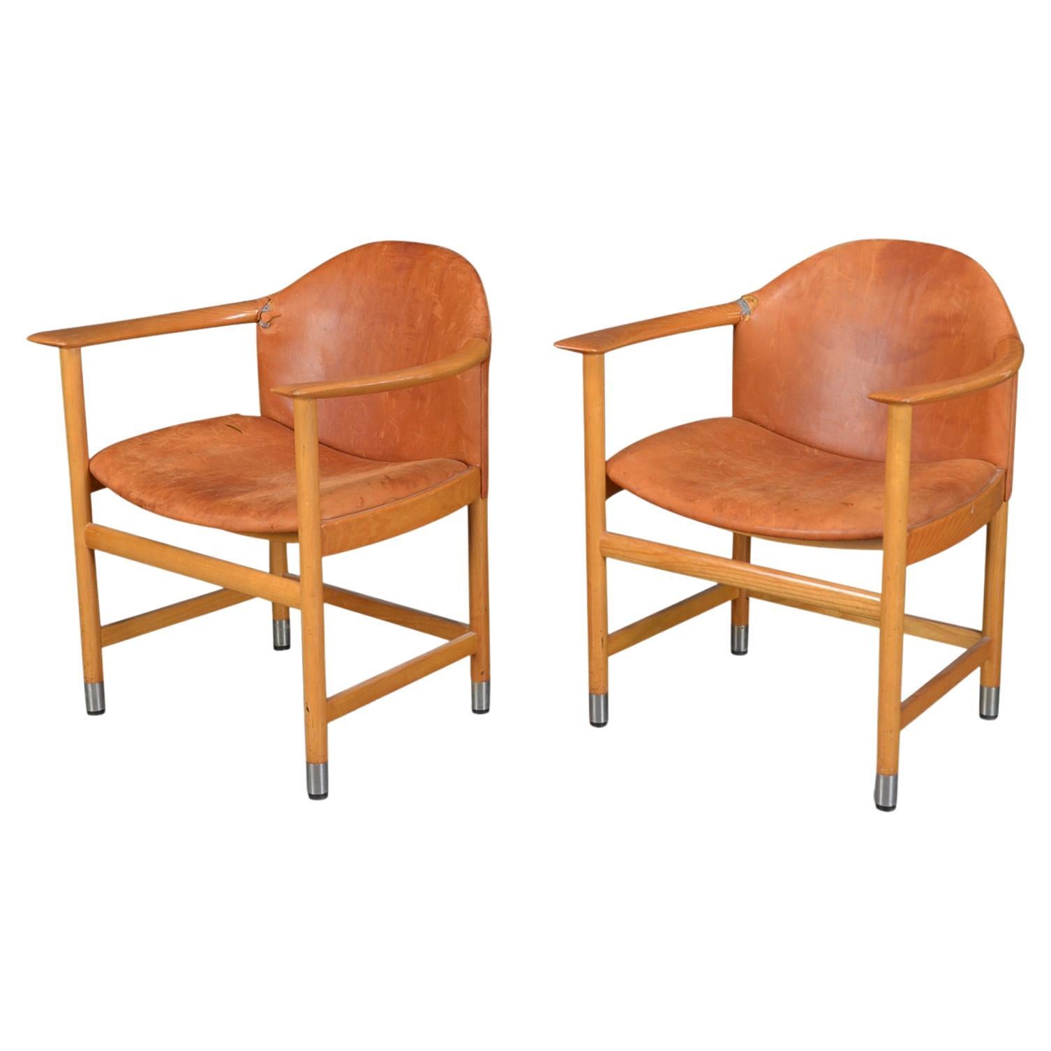 Pair of Teak + Beech Armchairs by Kai Lyngfeldt Larsen For Sale