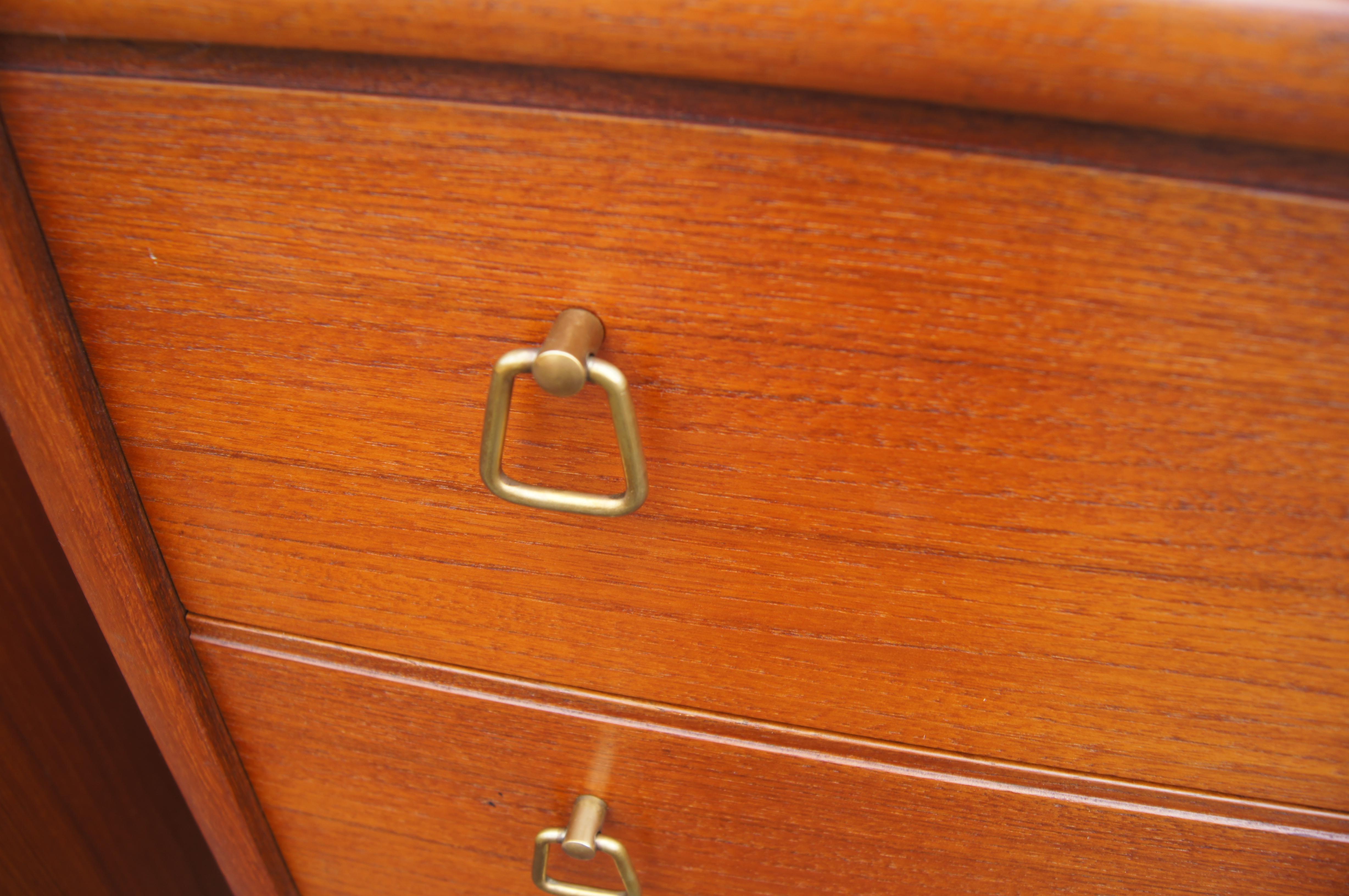 Brass Teak Chest of Drawers by Gjøvik Møbelfabriken For Sale