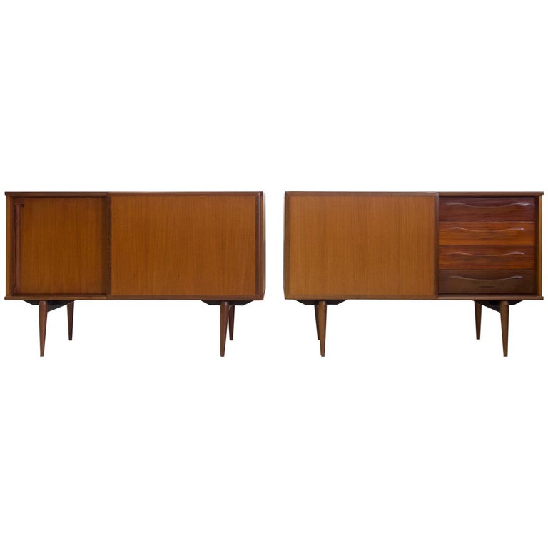 Pair of Teak Credenzas with Sliding Doors by Amma, Italy 1