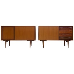 Pair of Teak Credenzas with Sliding Doors by Amma, Italy