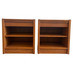 Vintage Pair of teak danish modern nightstands with single drawer and adjustable shelf