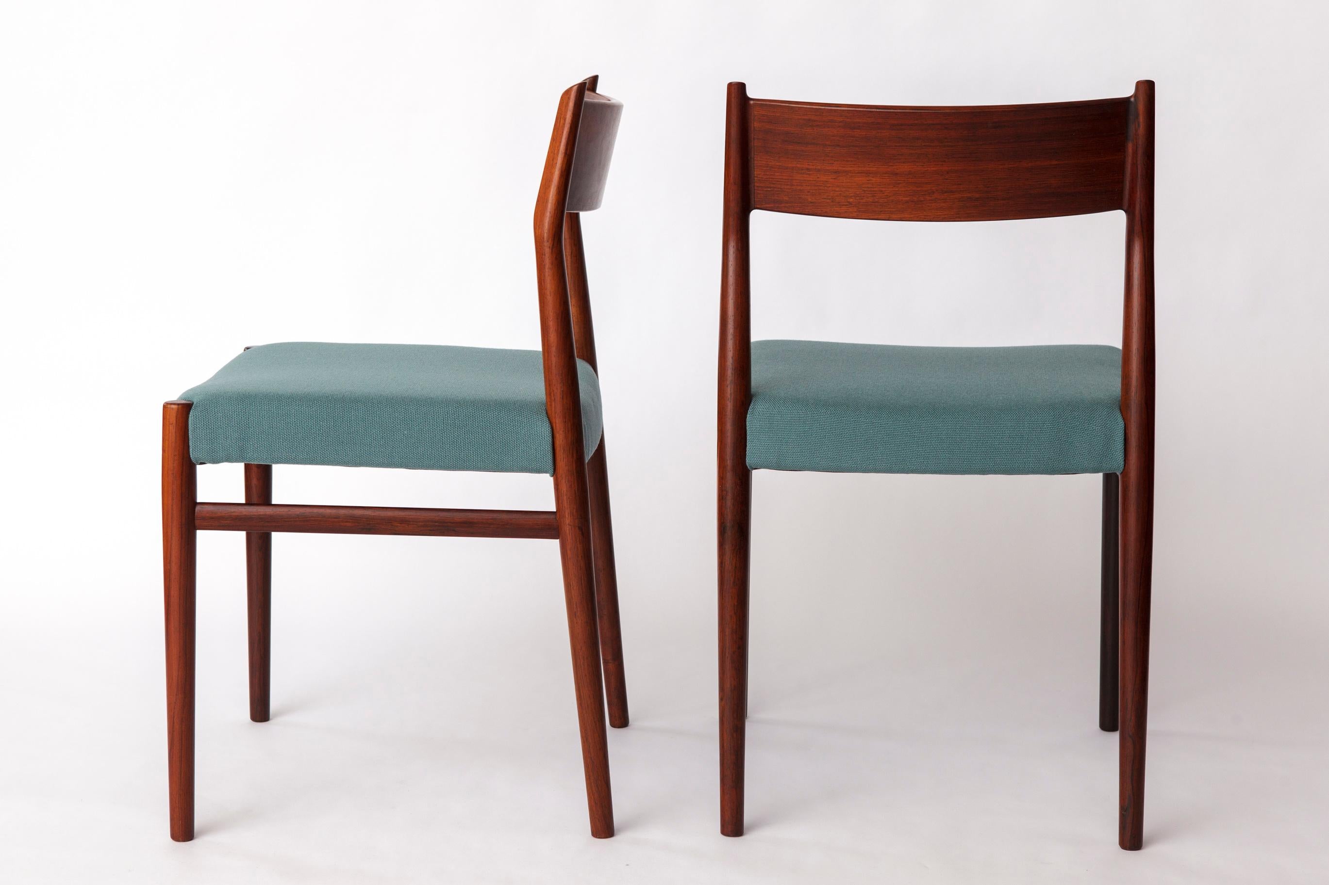 Pair of Teak Chairs by Arne Vodder for Sibast, 1960s
Price listed is for the pair.

This elegant pair of vintage chairs was designed by Danish master Arne Vodder for Sibast in the 1960s. Featuring solid teak frames, they have been professionally