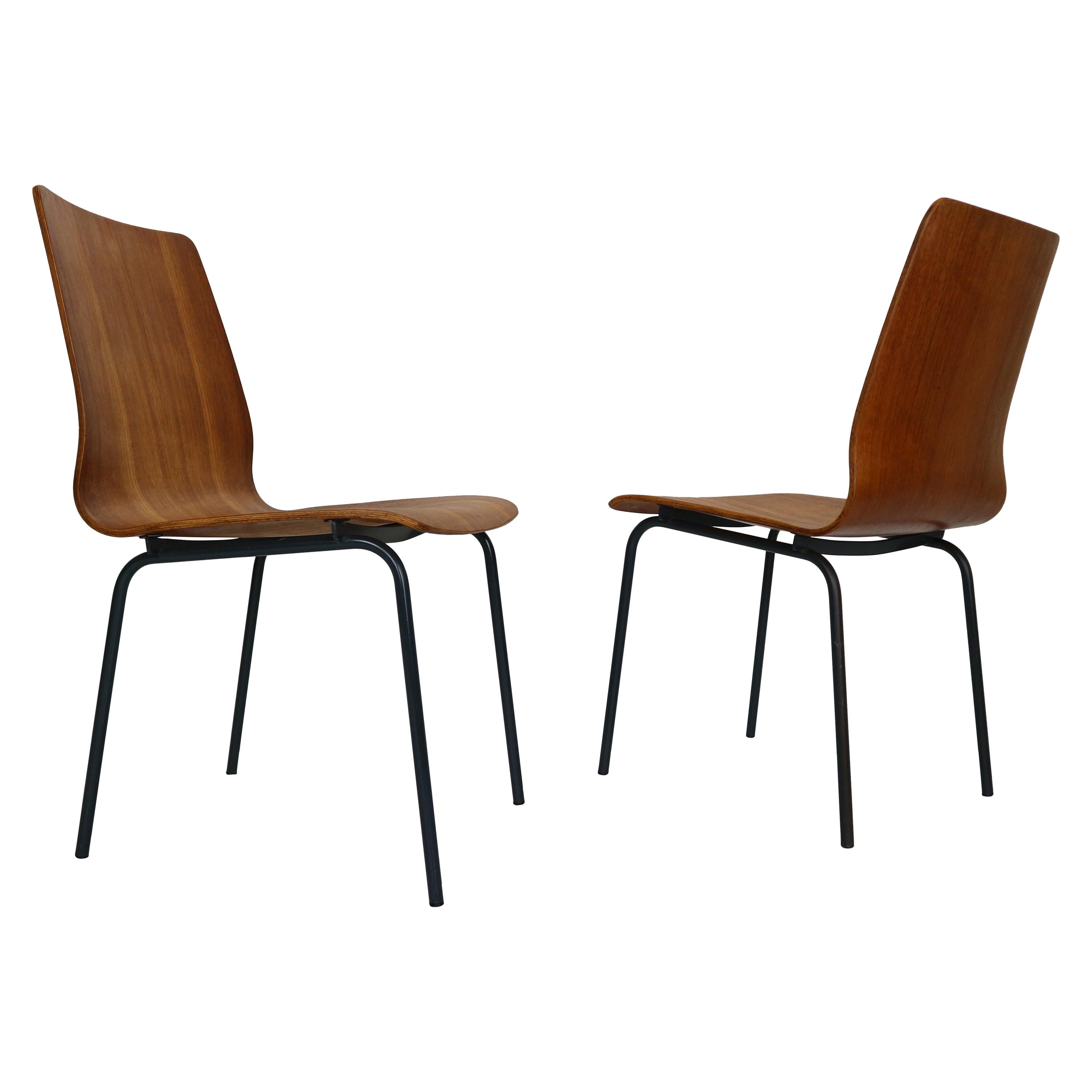 Pair of Teak Dinning Room Chairs "Euroika" by Fristo Kramer for Auping,  1950s at 1stDibs