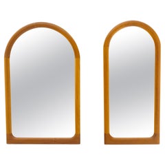 Pair of Teak Dome Shape Solid Teak Danish Mid Century Modern Mirrors MINT