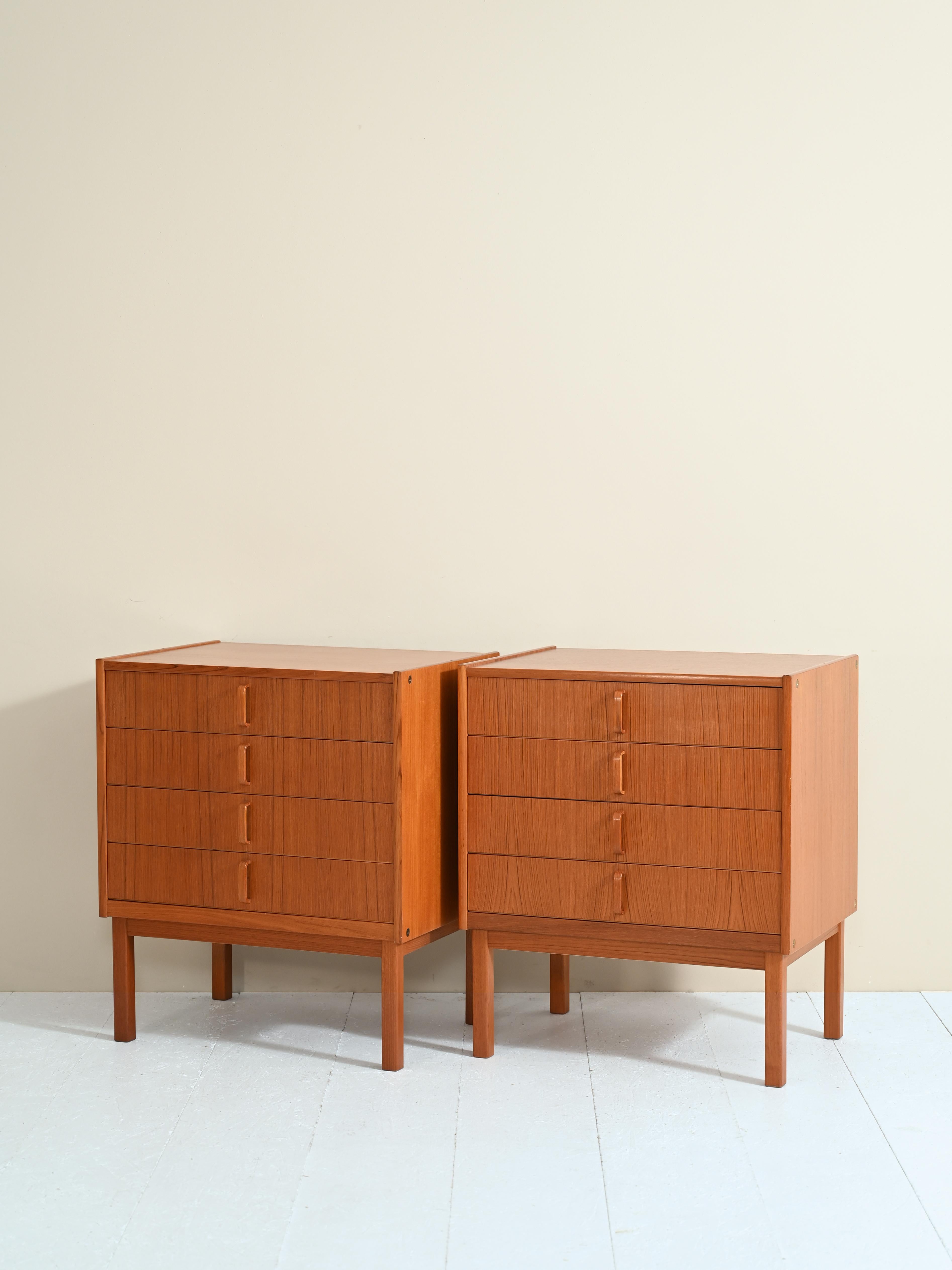 Scandinavian Modern Pair of Teak Dressers / Large Nightstands by Bodafors