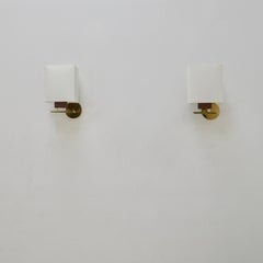 Pair of Teak & Fabric Italian Sconces