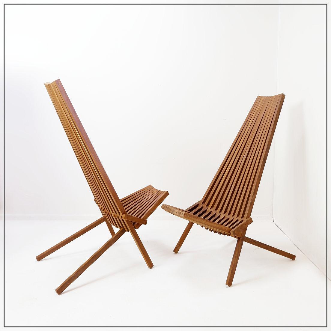 Pair of Teak Folding Chairs - indoor outdoor 6