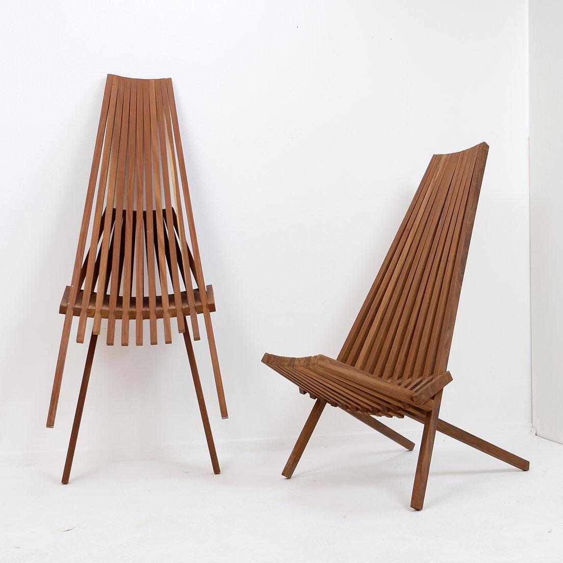 Unknown Pair of Teak Folding Chairs - indoor outdoor