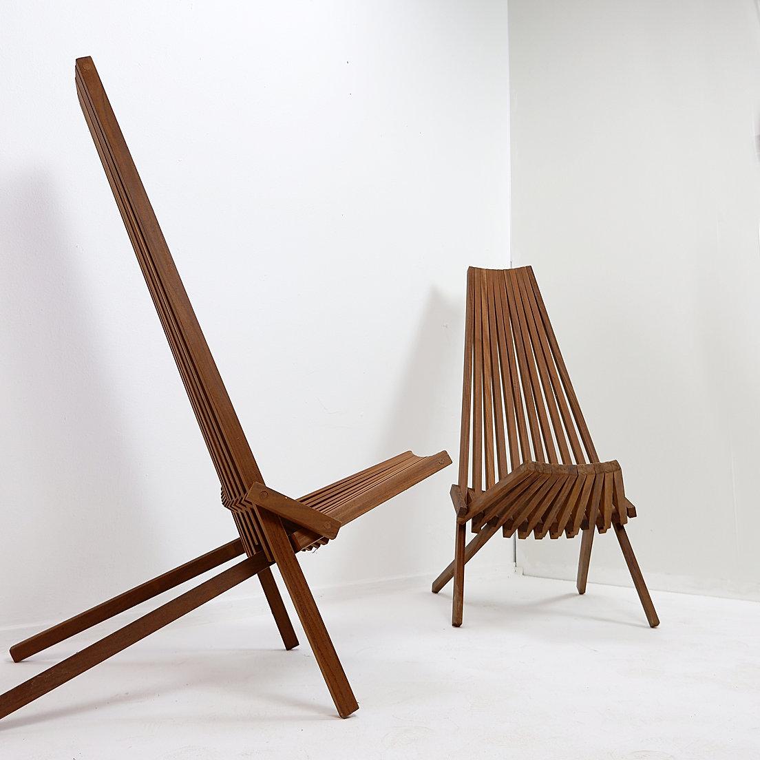 20th Century Pair of Teak Folding Chairs - indoor outdoor