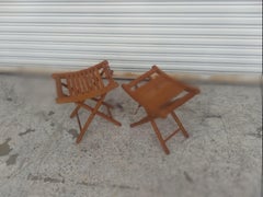 Paire de tabourets pliants en teck de Nevco, de Yugoslavia