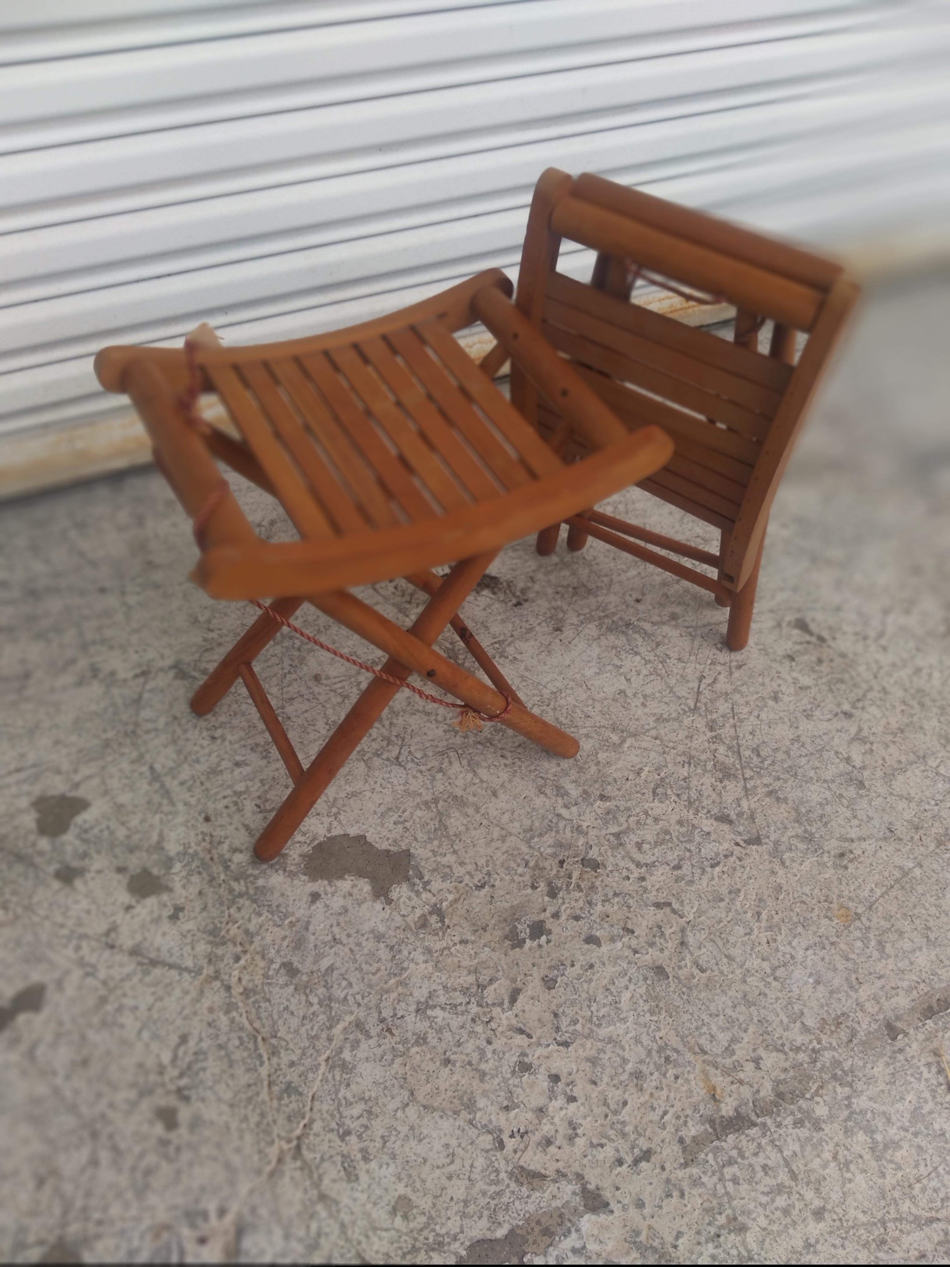 20th Century Pair of Teak Folding Stools by Nevco of Yugoslavia For Sale