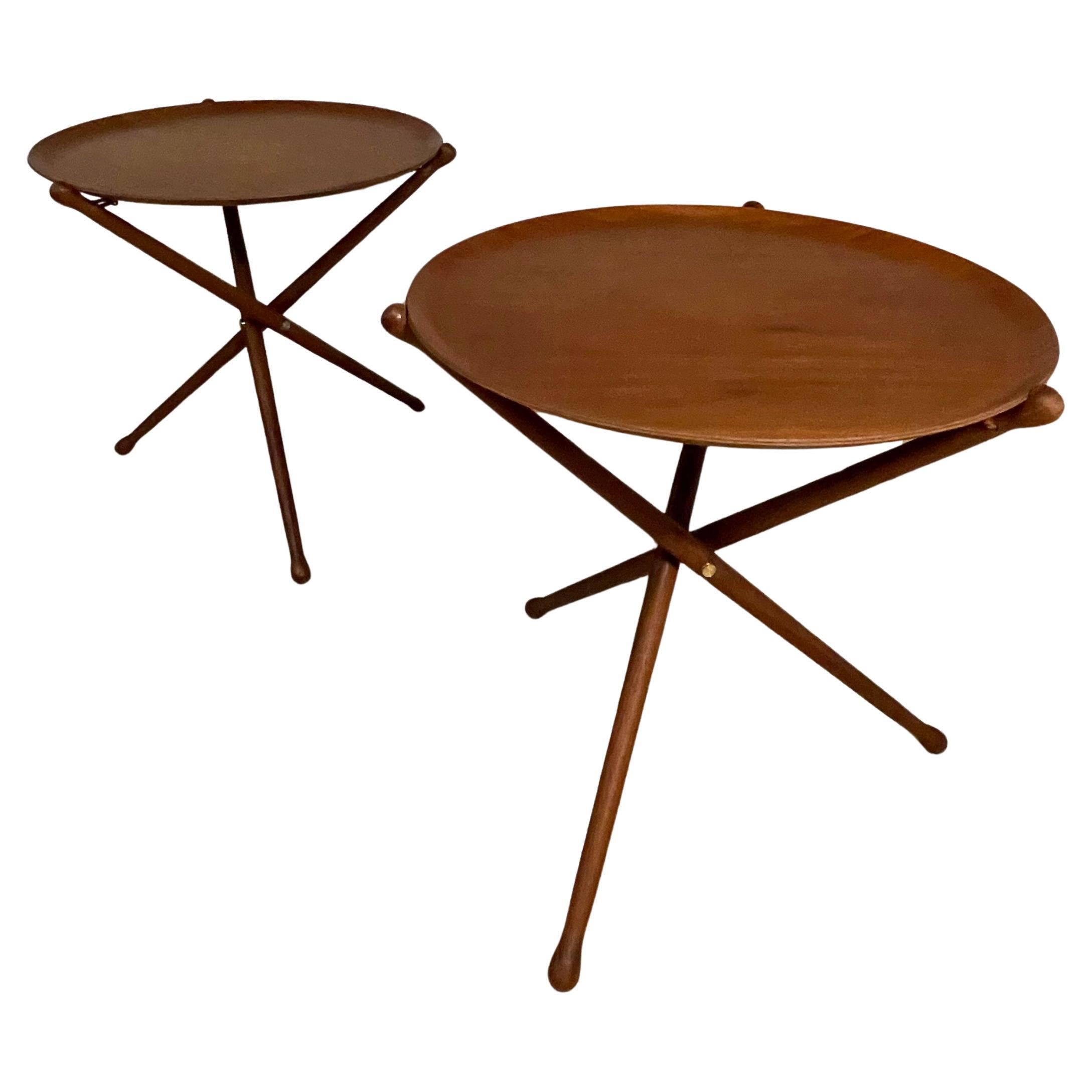 Paire de tables à plateaux pliantes en teck de Nils Trautner pour Ary Nybro, Suède en vente