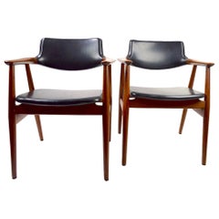 Vintage Pair of Teak Frame Danish Modern Armchairs by Grete Jalk