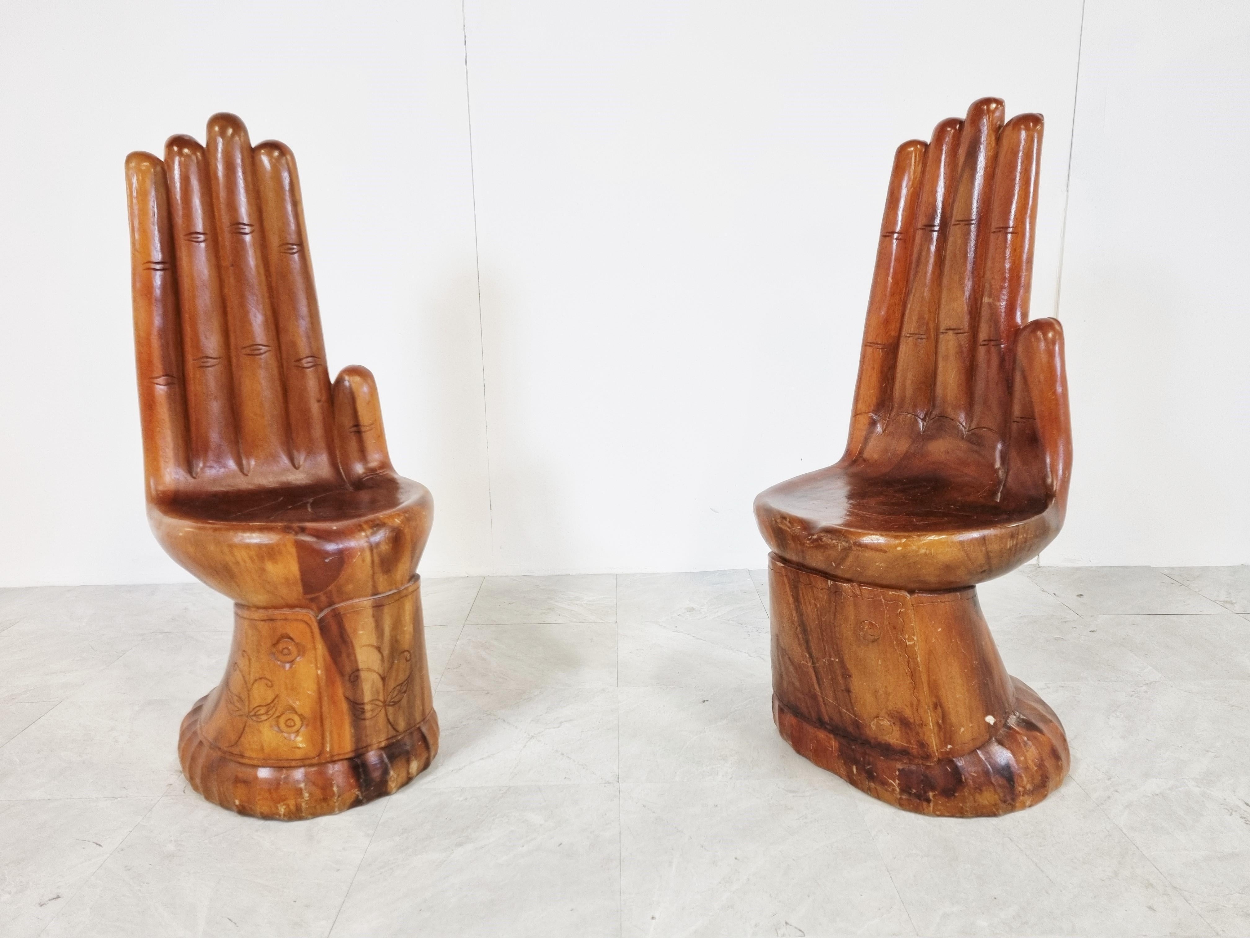 wooden hand shaped chair