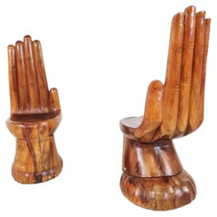 Pair of Teak Hand Shaped Chairs, 1970s