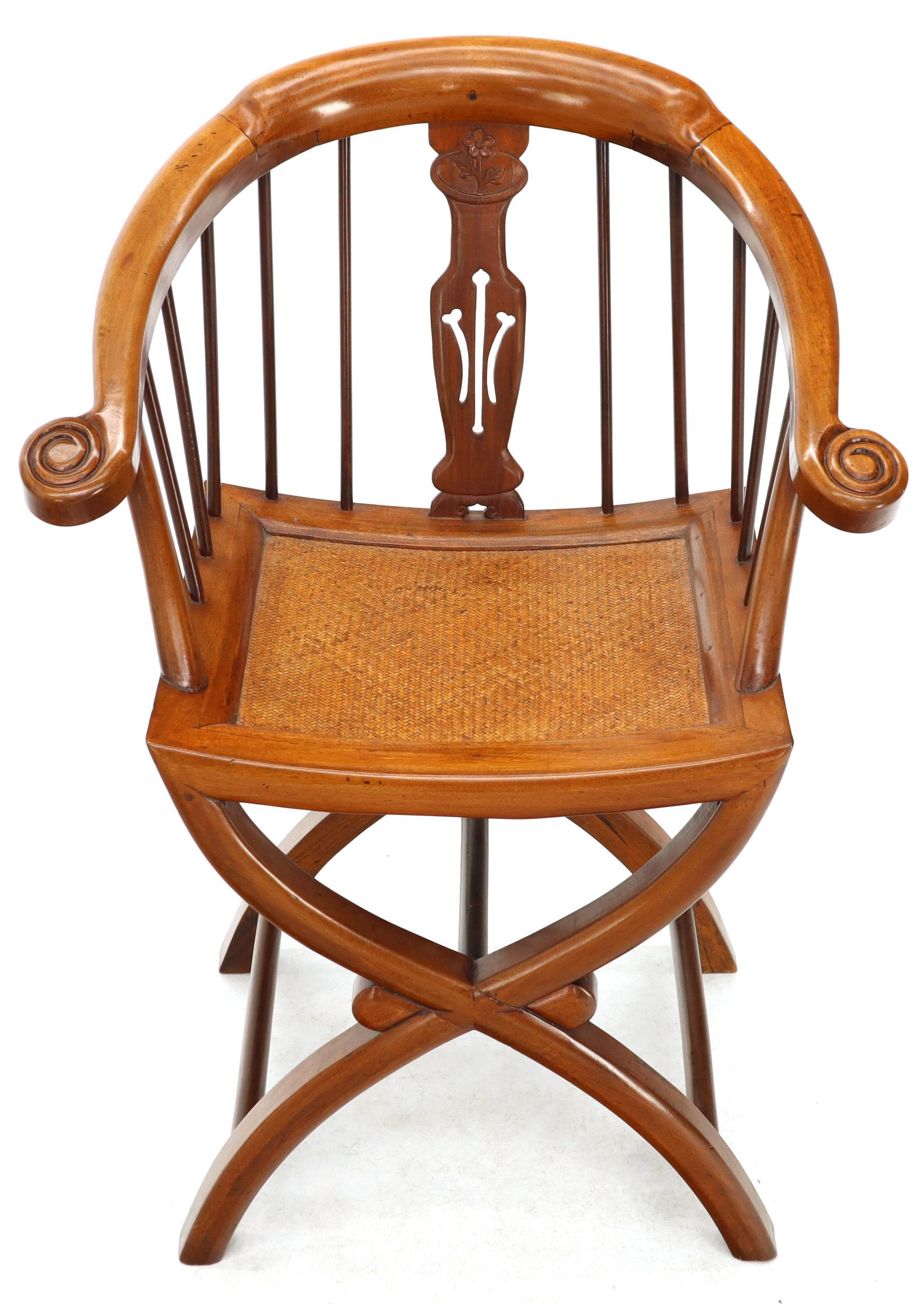 Pair of Teak Horseshoe Barrel Back Lounge Chairs For Sale 3