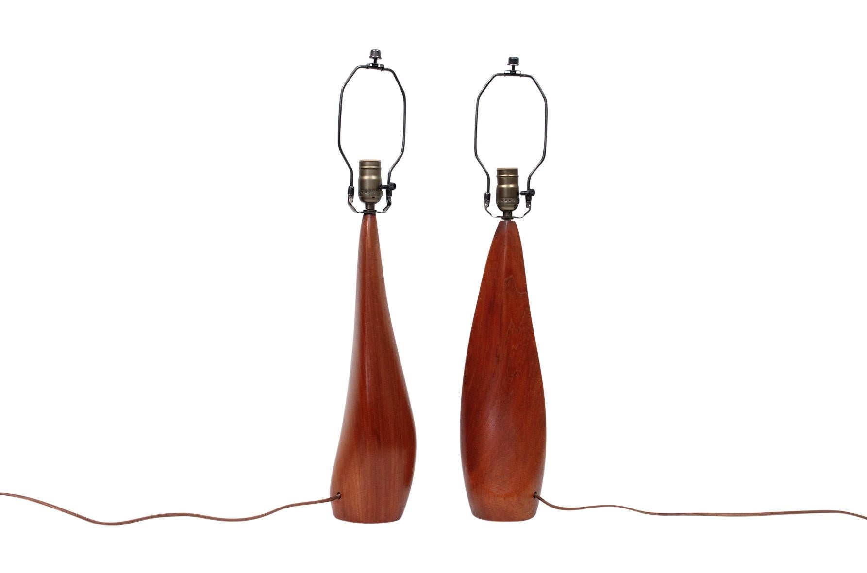 Danish Pair of Teak Lamps by Ernst Henriksen