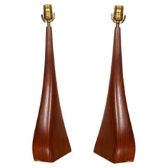 Pair of Teak Lamps by Johannes Aasbjerg, Denmark
