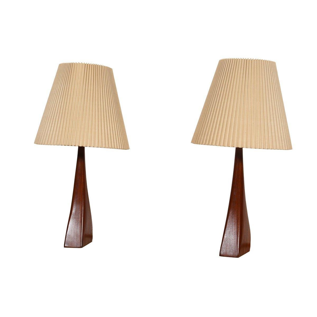20th Century Pair of Teak Lamps by Johannes Aasbjerg, Denmark For Sale