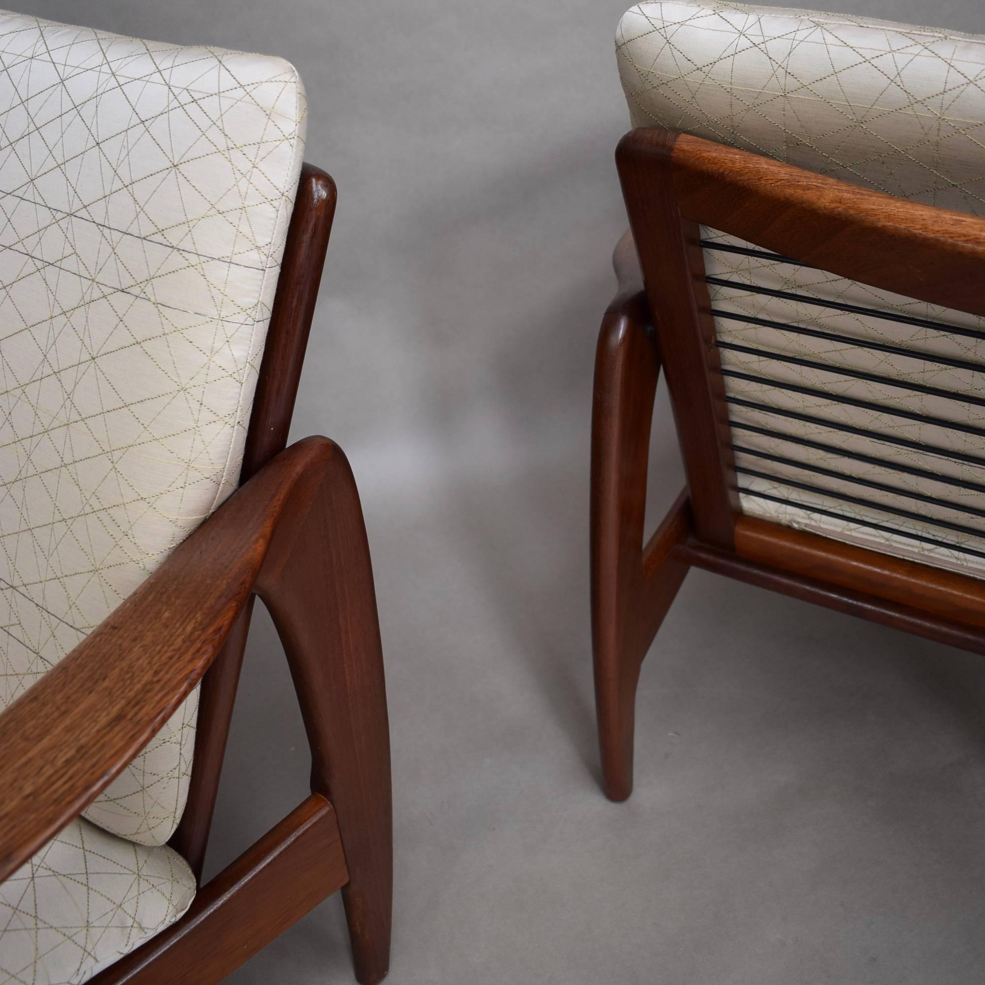 Pair of Teak Lounge Chairs by De Ster Gelderland, 1960s, New Upholstery 6