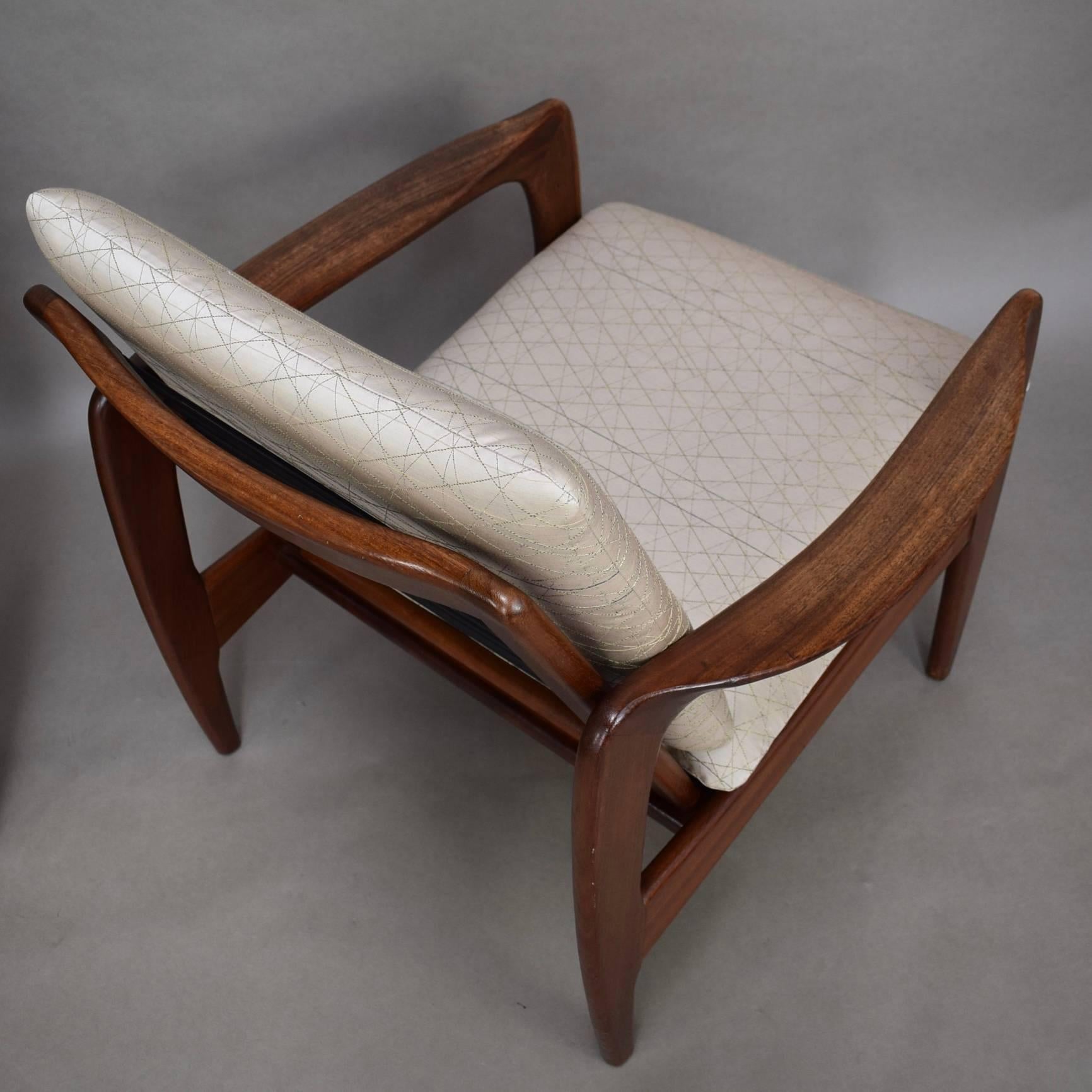 Pair of Teak Lounge Chairs by De Ster Gelderland, 1960s, New Upholstery 2