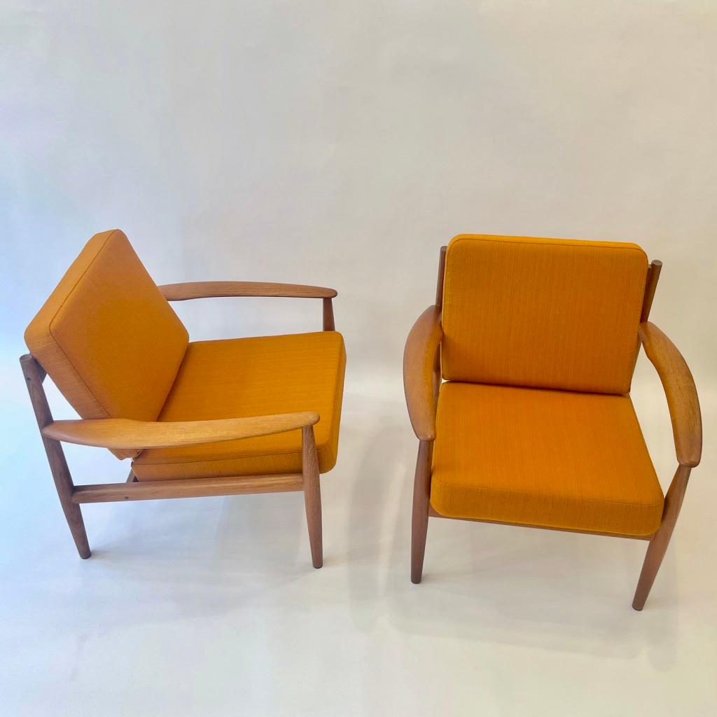 Pareja de tumbonas de teca de Grete Jalk para France & Søn, Dinamarca, ca. 1950 Danés en venta