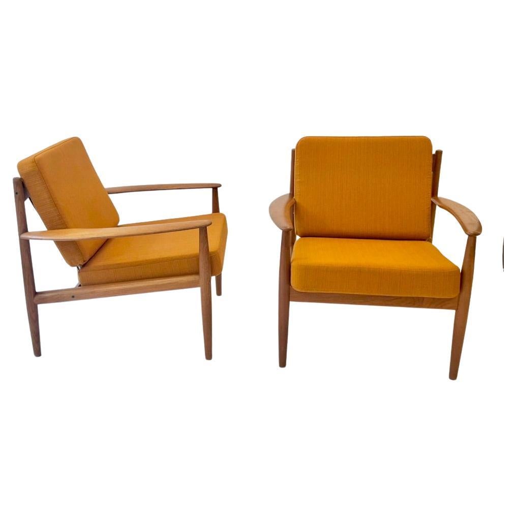 Pareja de tumbonas de teca de Grete Jalk para France & Søn, Dinamarca, ca. 1950 en venta