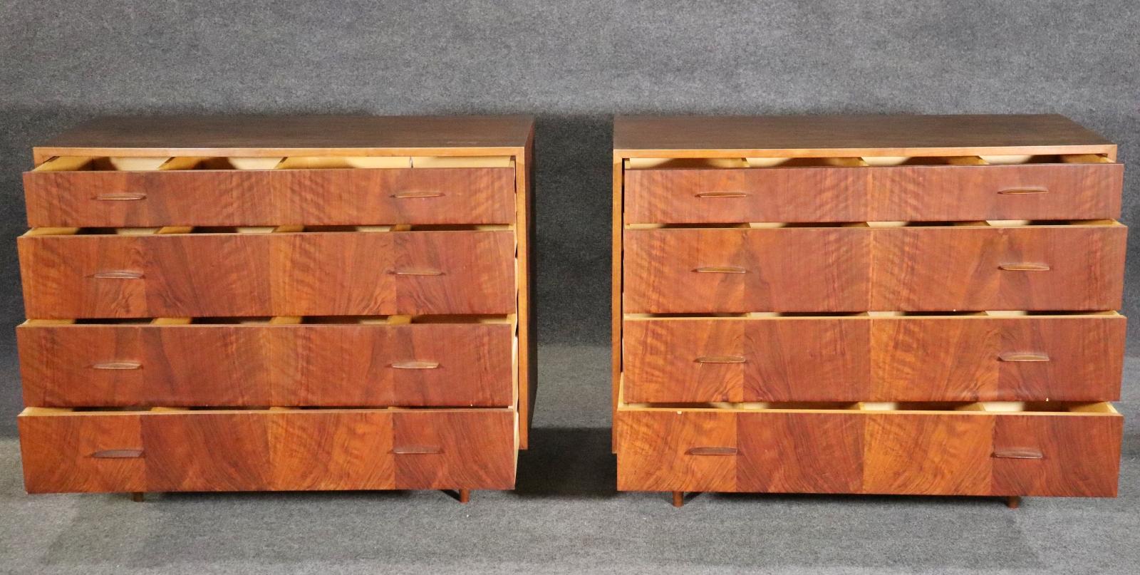 Pair of Teak Mid-Century Modern Danish Commodes or Dressers circa 1950 5