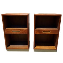 Pair of Teak and Mahogany Mid Century Nightstands by Edward Wormley for Dunbar