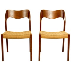 Pair of Teak Model 71 Dining Chairs by Niels Otto Møller for J.L. Møllers, 1950s