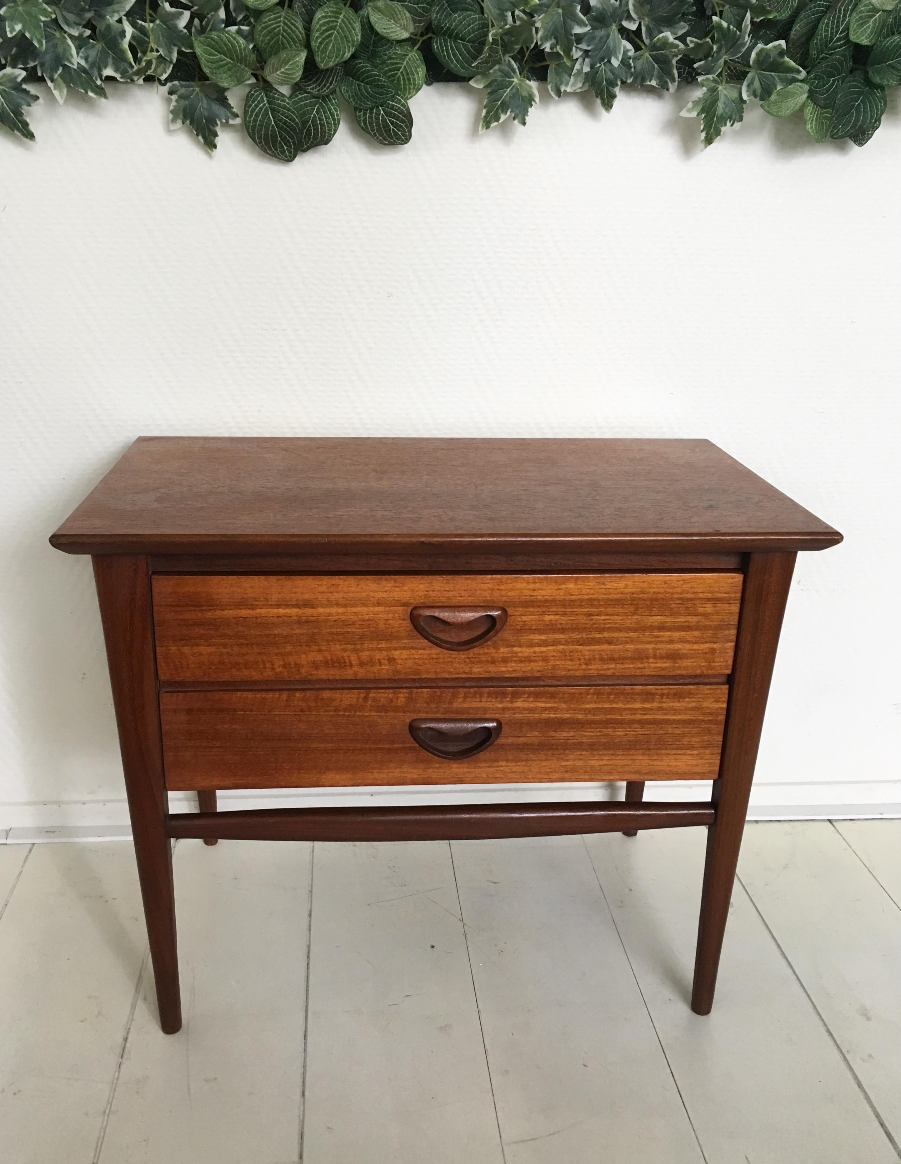 Veneer Pair of Teak Nightstands by Louis Van Teeffelen for Wébé, 1960s