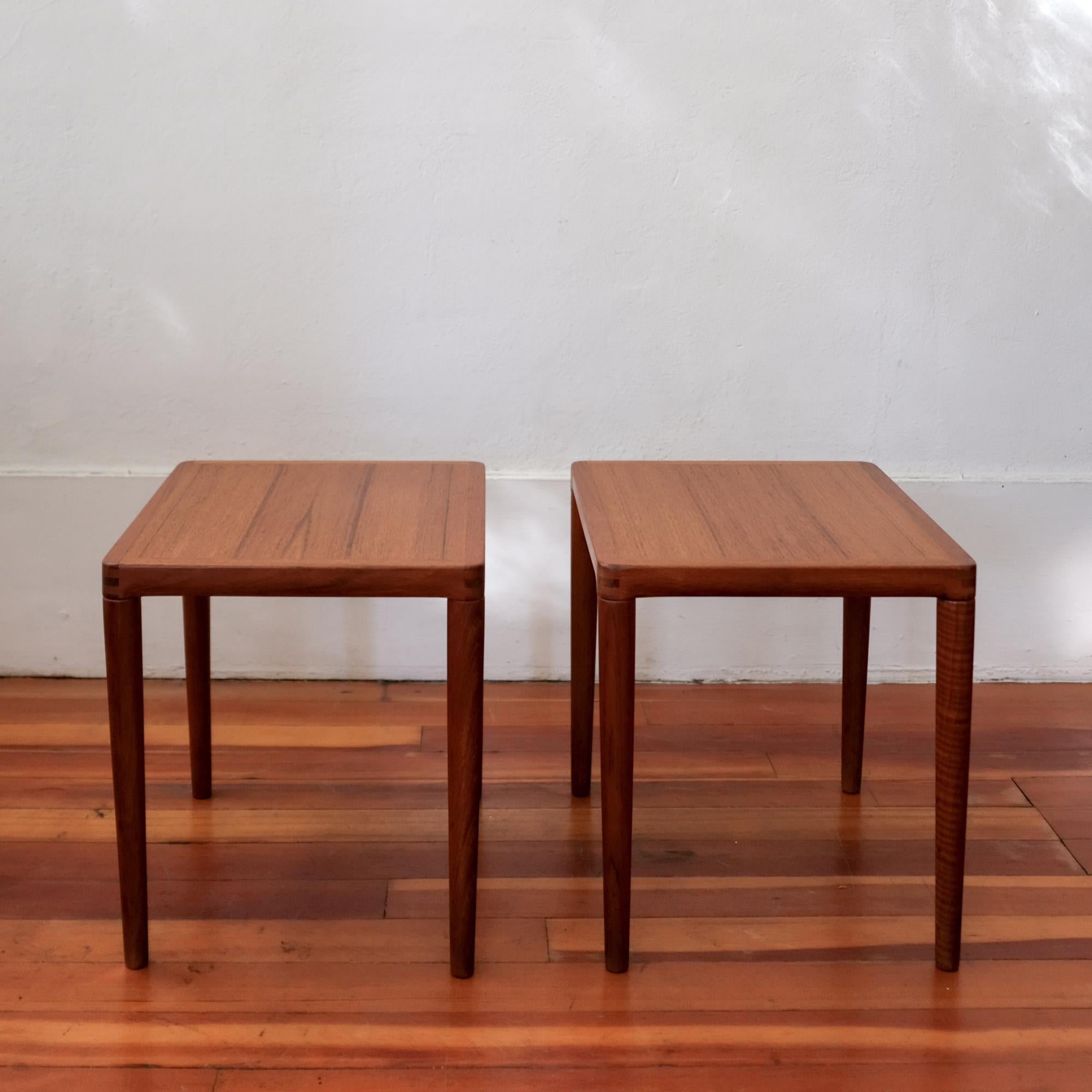 Mid-20th Century Pair of Teak Side Tables by H. W. Klein