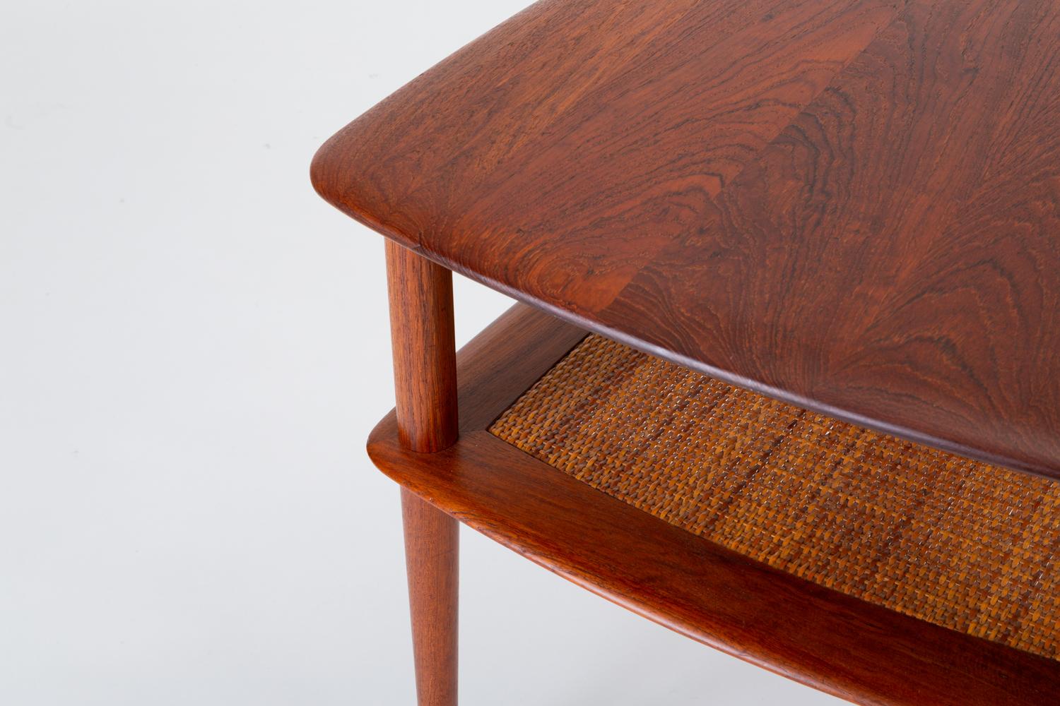 Pair of Teak Side Tables with Cane Shelf by Hvidt & Mølgaard for France & Daverk 6