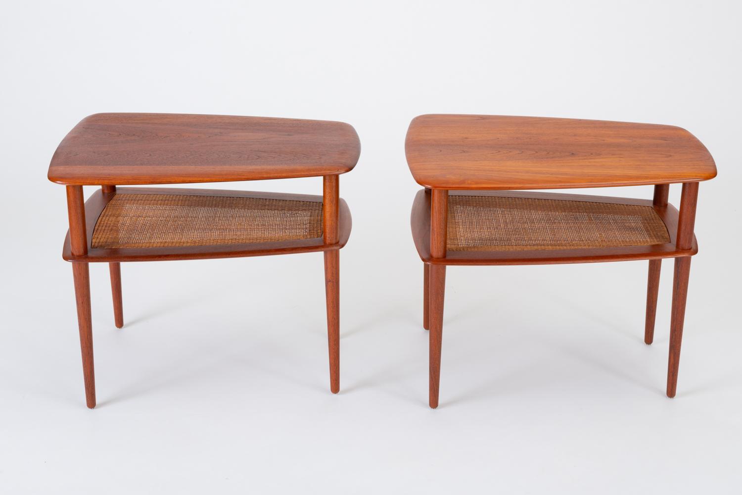 20th Century Pair of Teak Side Tables with Cane Shelf by Hvidt & Mølgaard for France & Daverk