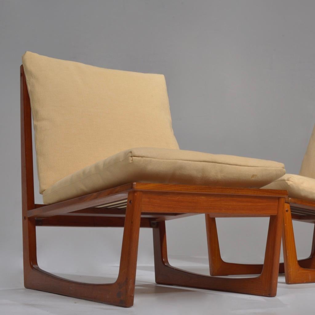 Mid-20th Century Pair of Teak Slipper Chairs by Jacob Kjaer