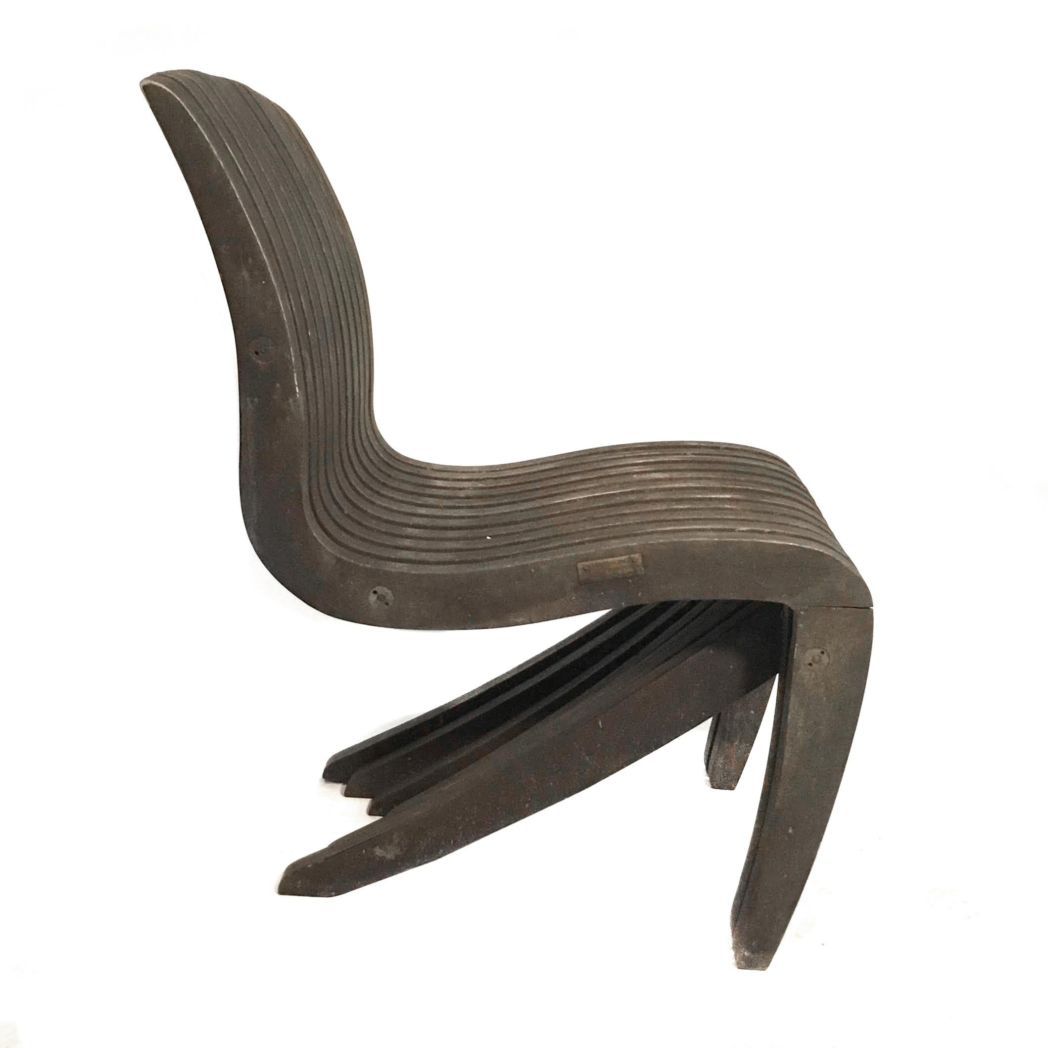 Coppia di sedie e ottomane in teak 