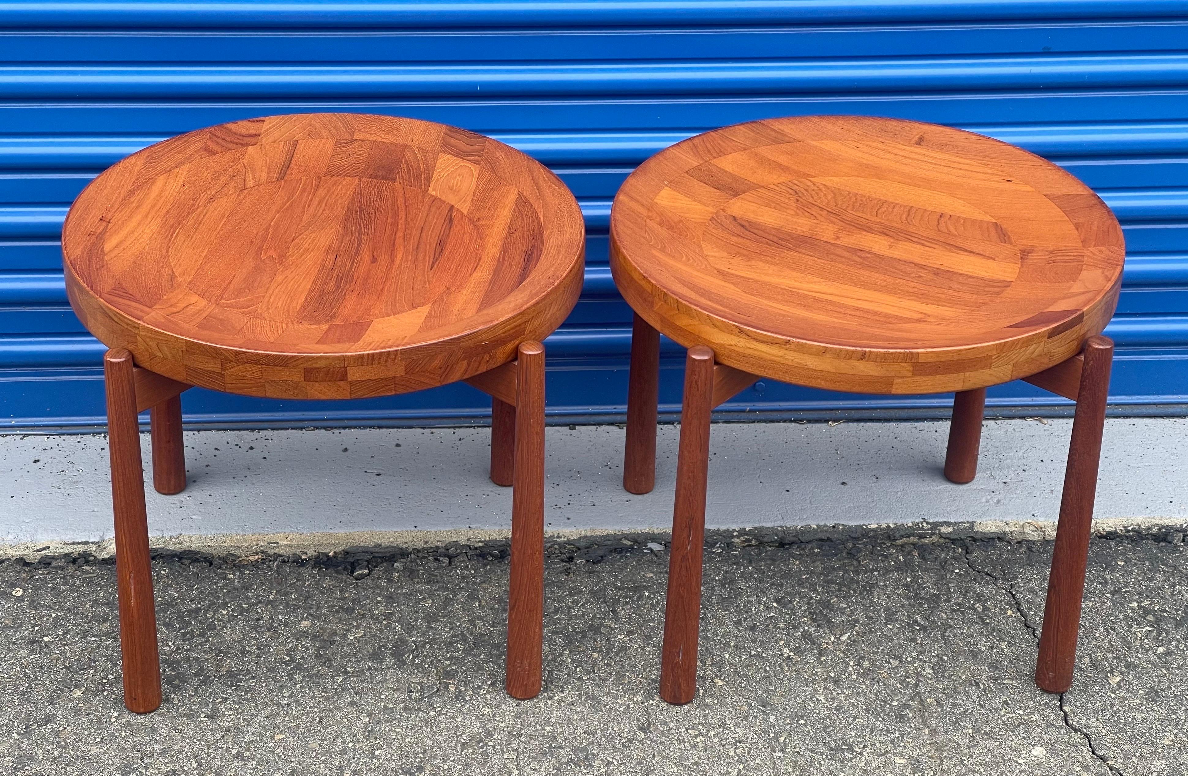Pair of Teak Tray Side Tables Attributed to Jens Quistgaard for DUX of Sweden For Sale 1