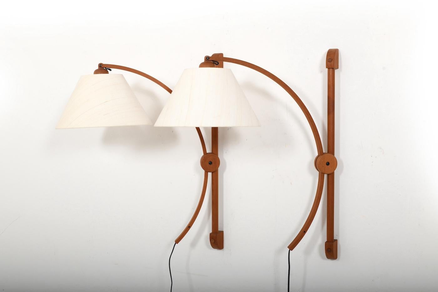 Pair of Teak Wall Lamps by DOMUS Denmark 1970s 1