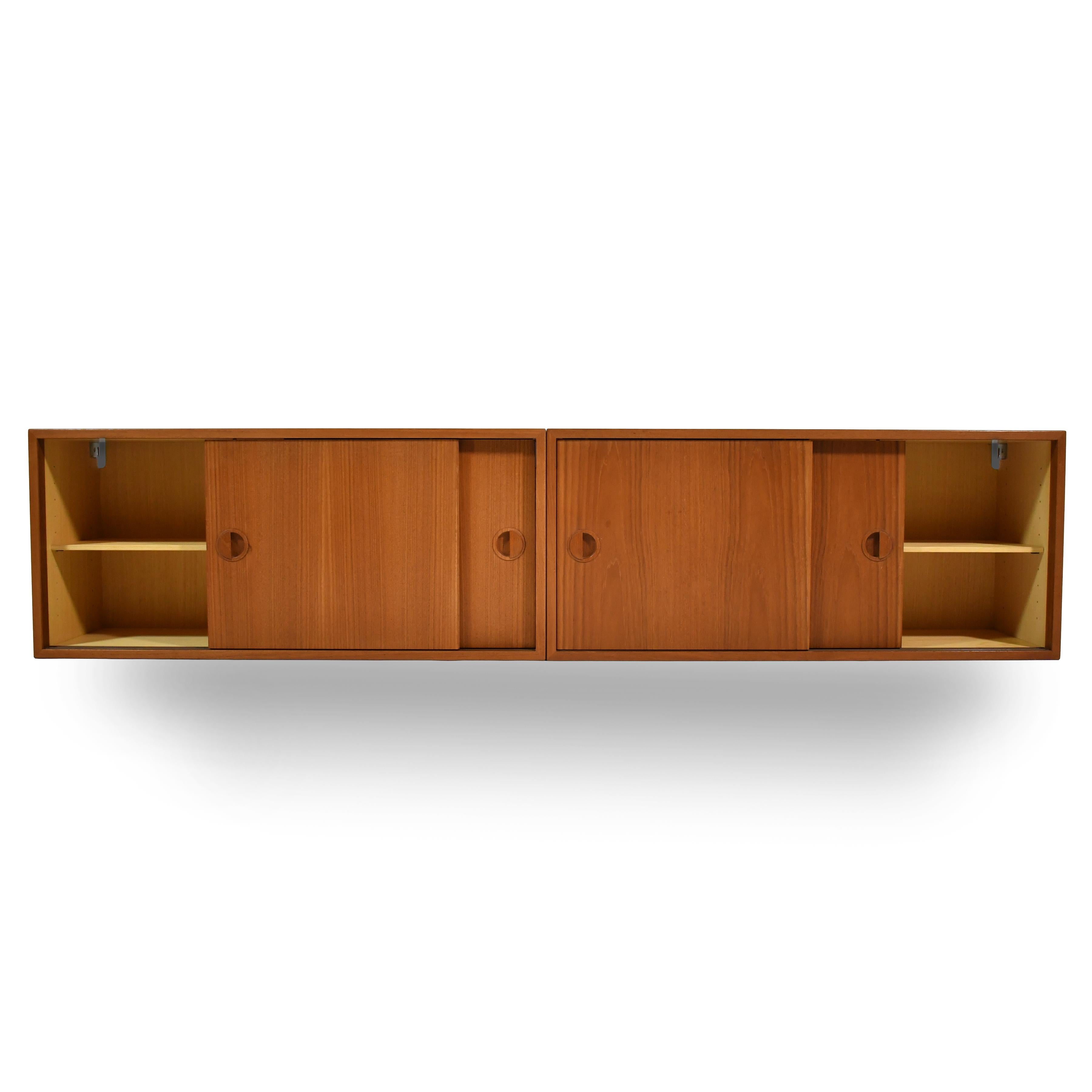 Scandinavian Modern Pair of Teak Wall-Mounted Cabinets by HG Furniture
