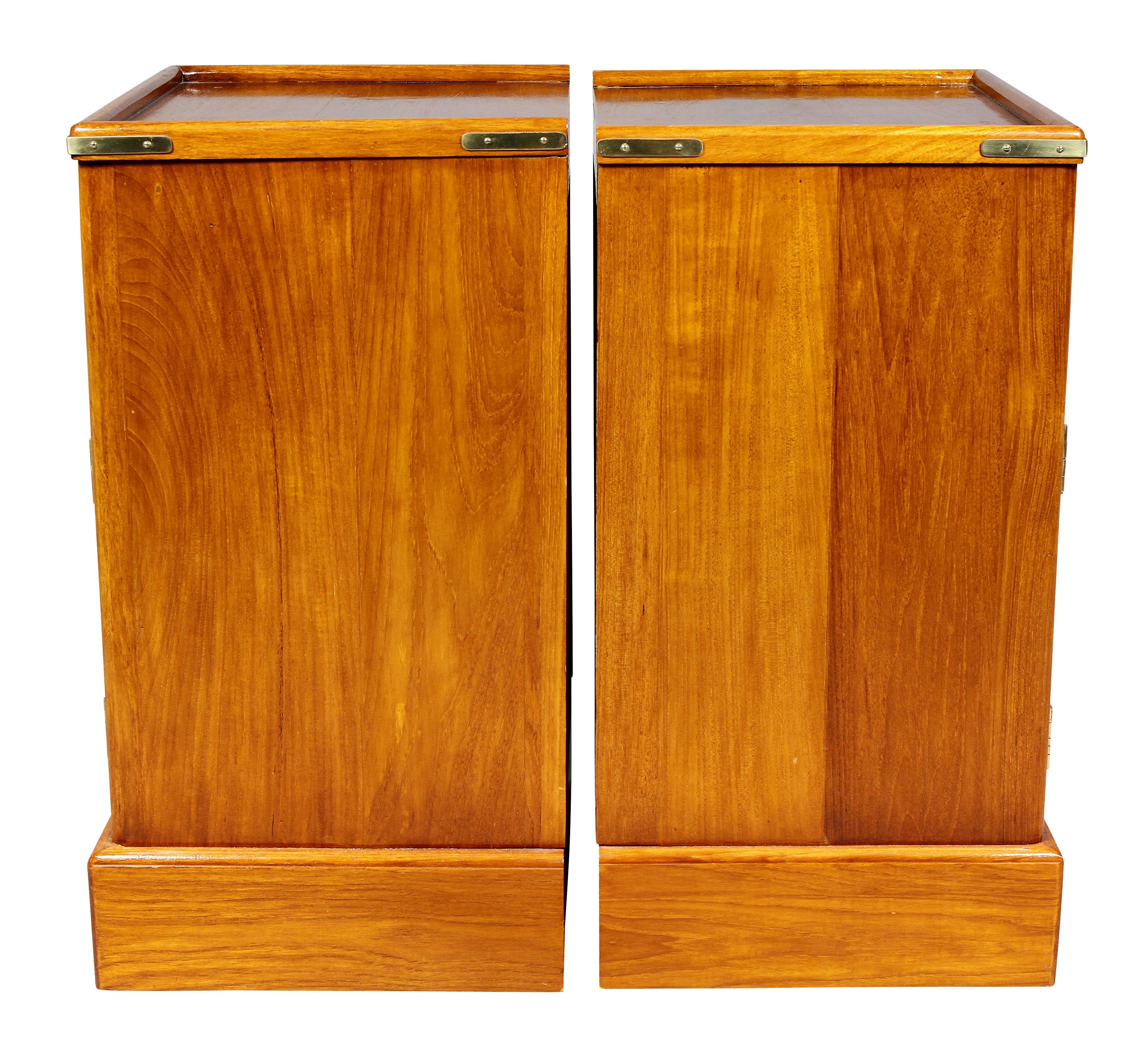 Pair of Teakwood Ship Bedside Cabinets 1