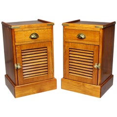 Vintage Pair of Teakwood Ship Bedside Cabinets