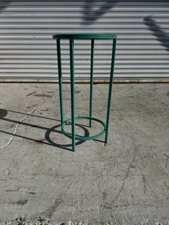 Pair of Teal Metal Plant Stands with 4 Legs.