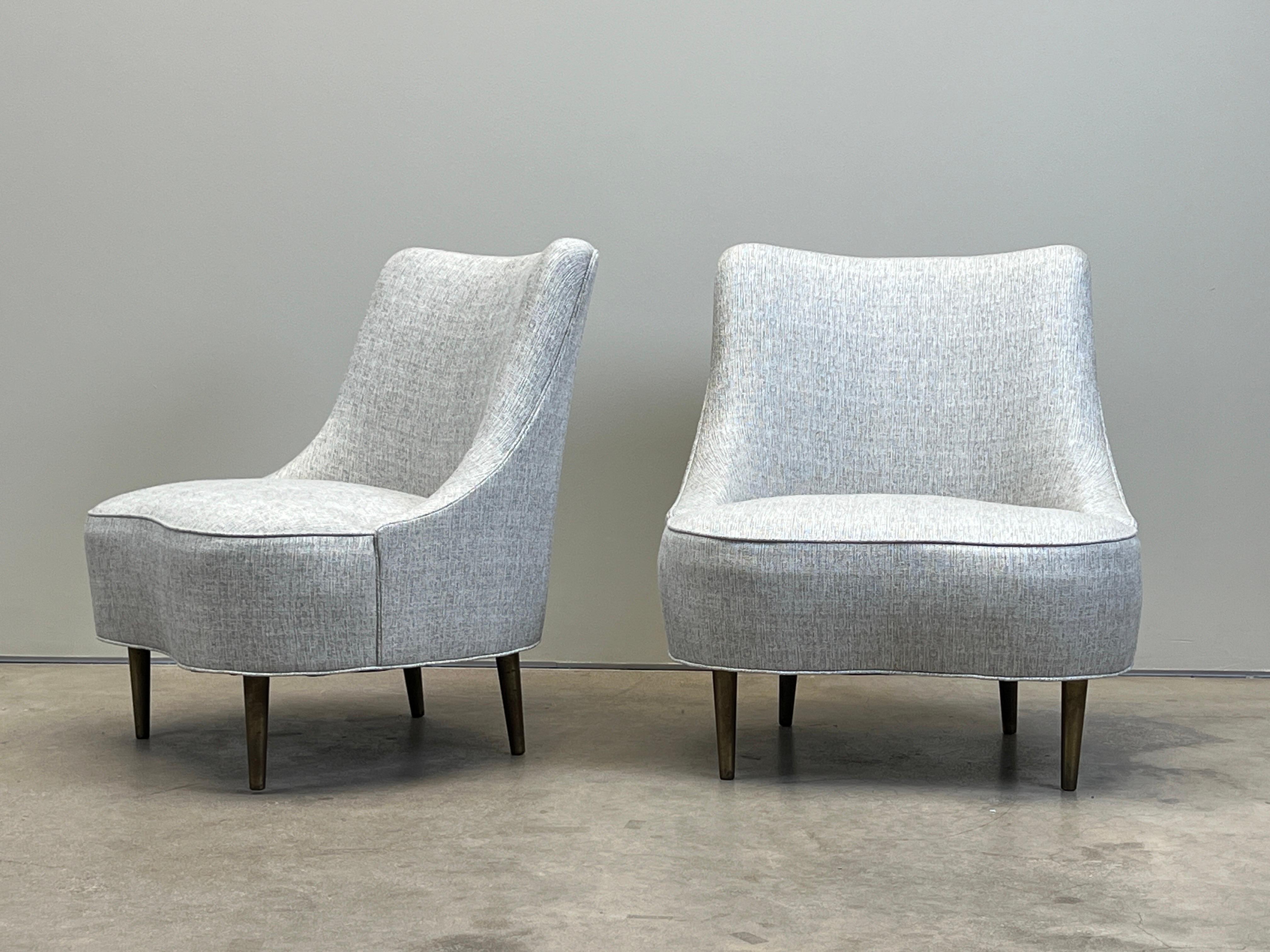 Mid-20th Century Pair of Tear Drop Chairs by Edward Wormley for Dunbar For Sale