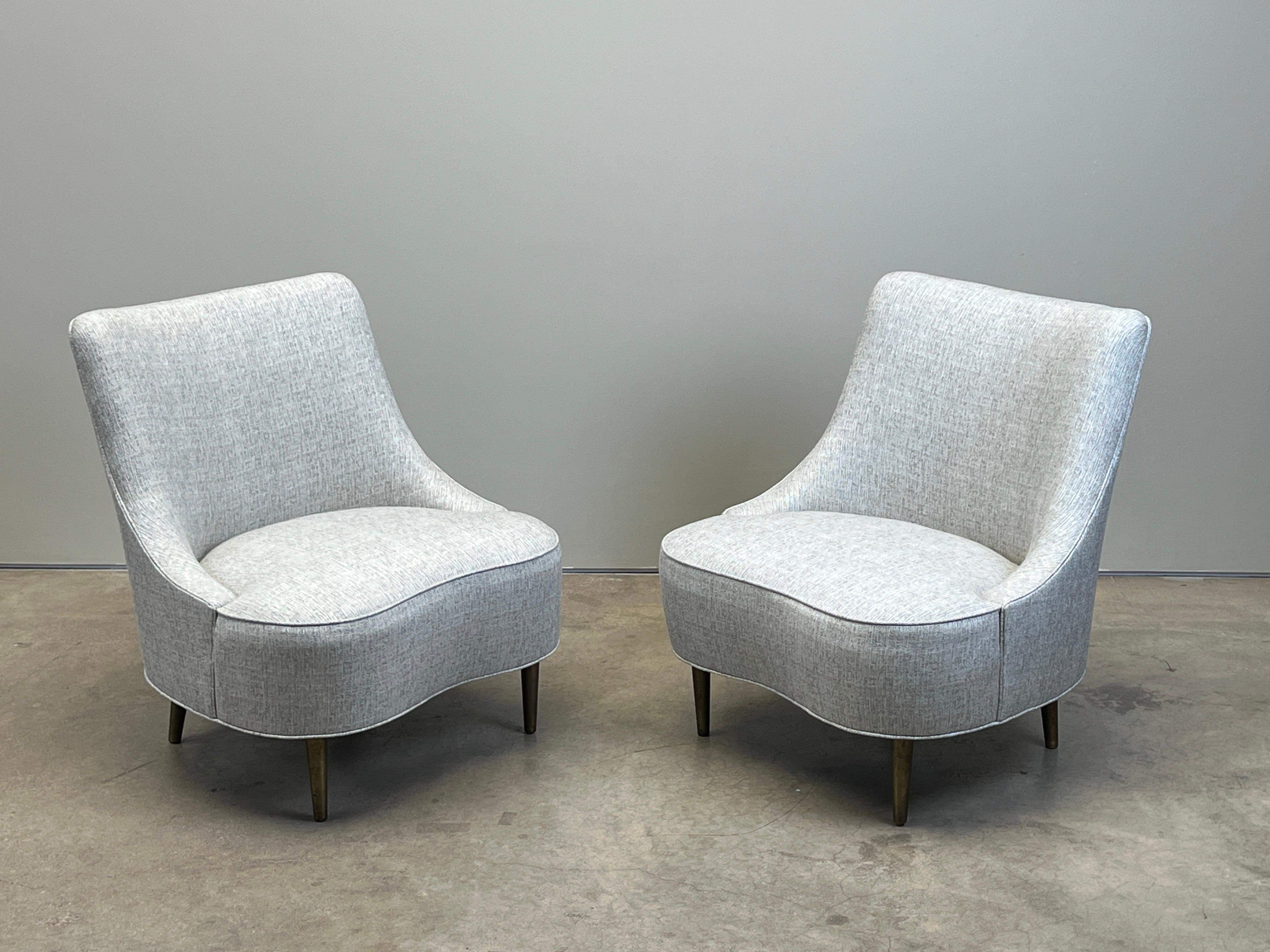 Pair of Tear Drop Chairs by Edward Wormley for Dunbar For Sale 2